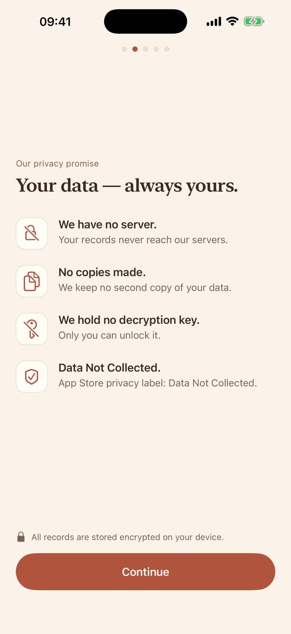 Ruyana privacy promise screen
